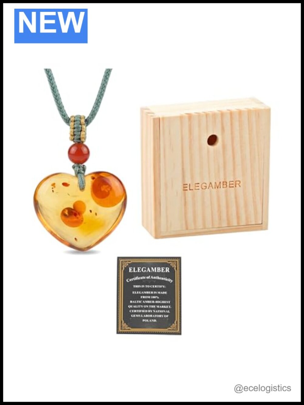 Natural Baltic amber heart pendant necklace handmade teardrop